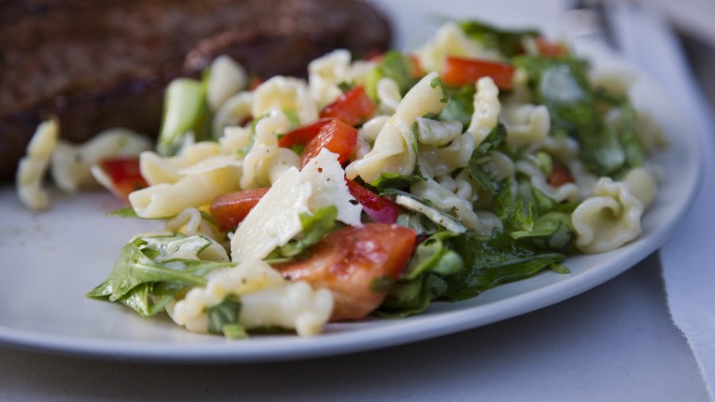 Campanelle pasta with fresh arugula and&nbsp;peas