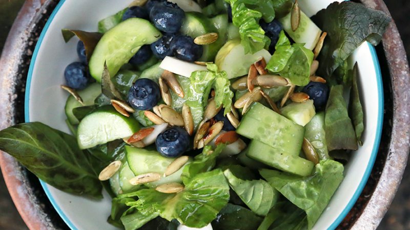 Cucumber, blueberry and basil&nbsp;salad